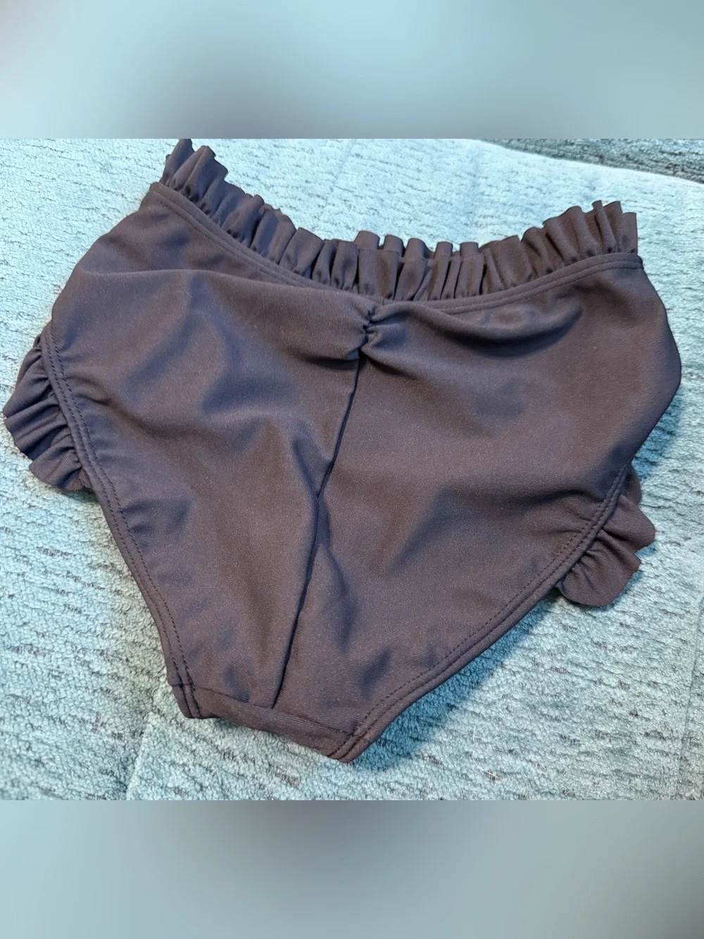 aerie Kids Ruffled Bikini Bottoms in Dark Brown